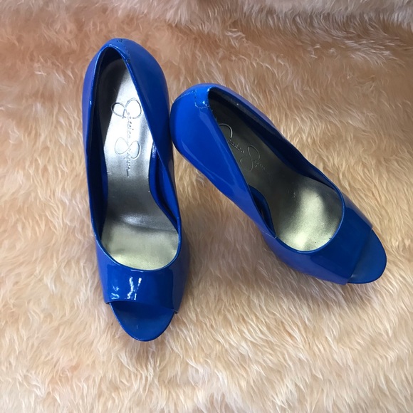 Jessica Simpson Open Toe Blue Heels - Picture 5 of 13